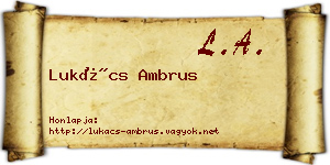 Lukács Ambrus névjegykártya